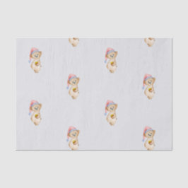 Weihnachtsbär in einer Weihnachtsmannmütze in Aqua Seidenpapier