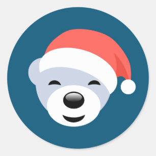 Weihnachtsbär in Red Hat auf Blue Runder Aufkleber