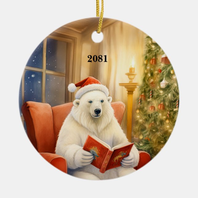 Weihnachtsbär individualisieren Datum Ornament (Vorne)