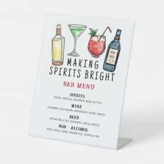 Weihnachtsbar-Menüschild 'Making Spirits Bright' Sockelschild