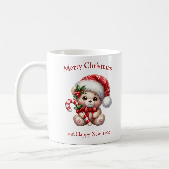 Weihnachtsbär mit lächelnden Süßigkeiten Kaffeetasse (Links)