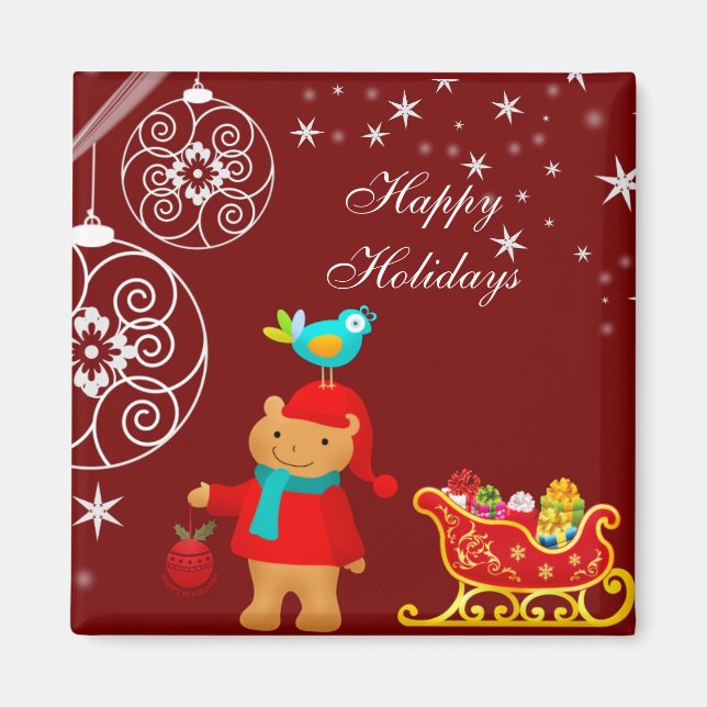 Weihnachtsbär mit Sleigh Magnet (Vorne)