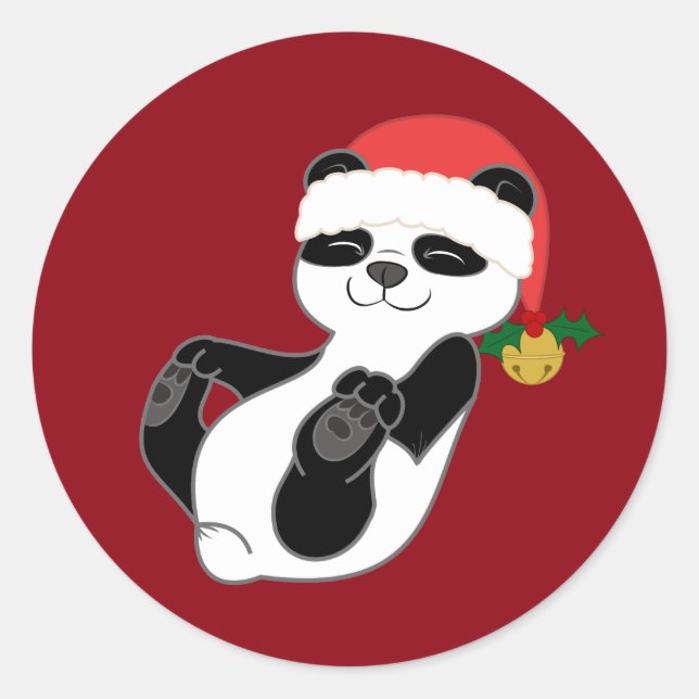 Weihnachtsbär mit Weihnachtsmannmütze & Jingle Bel Runder Aufkleber (Vorderseite)