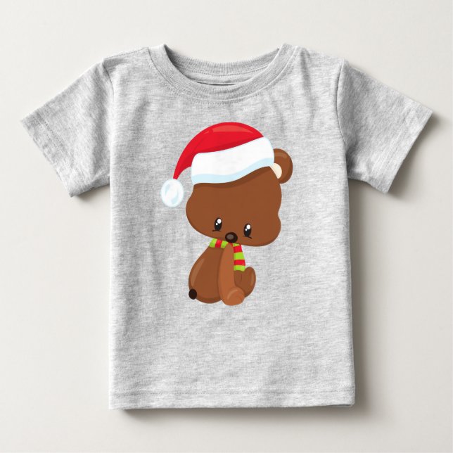 Weihnachtsbär, Niedlicher Bär, Weihnachtsmannmütze Baby T-shirt (Vorderseite)
