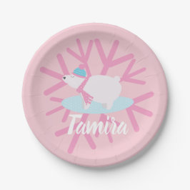 Weihnachtsbär Party Schneeflocken Pappteller