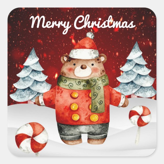 Weihnachtsbär Peppermint Stickers (Vorderseite)