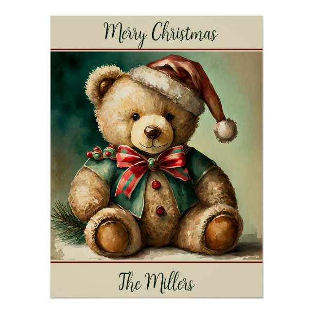 Weihnachtsbär personalisiert poster (Vorderseite)