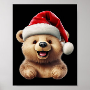 Weihnachtsbär Santa Hut Weihnachten Lustiger Xmas Poster