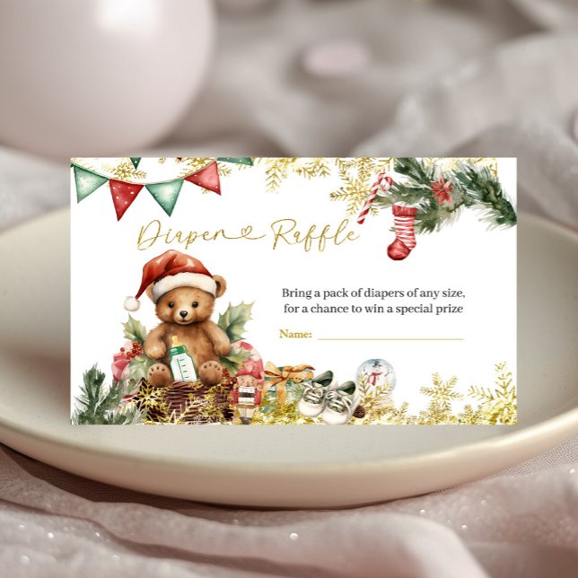 Weihnachtsbär Santa Junge Windel Raffle Begleitkarte (Von Creator hochgeladen)
