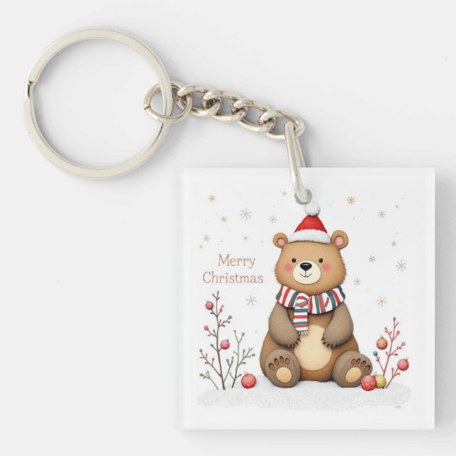 Weihnachtsbär Schlüsselanhänger (Vorderseite)