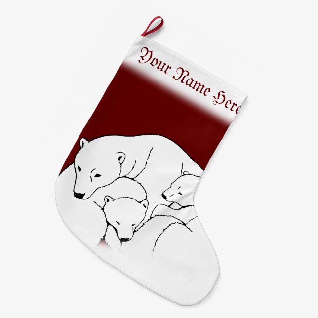 Weihnachtsbär Strumpf Custom Polar Bear Strumpf Großer Weihnachtsstrumpf (Vorderansicht (hängend))