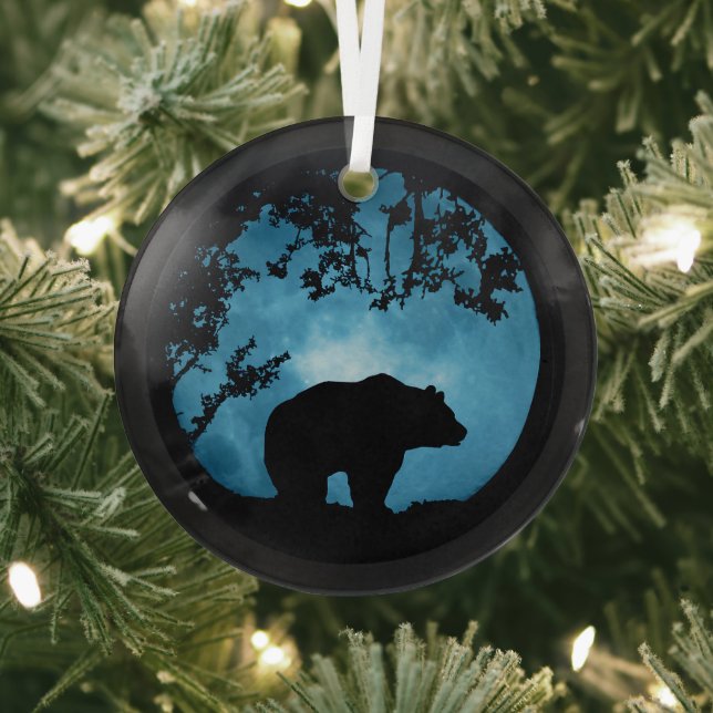 Weihnachtsbär und Mond Ornament Aus Glas (InSitu)