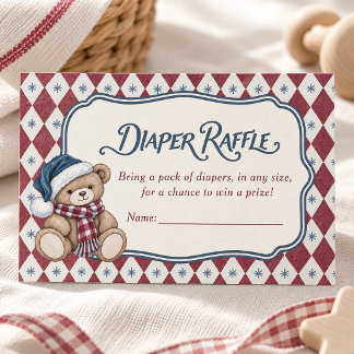 Weihnachtsbär Vorzeigebubi Baby Windel Raffle Begleitkarte