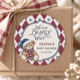 Weihnachtsbär Vorzeigebubi Babyparty Runder Aufkleber
