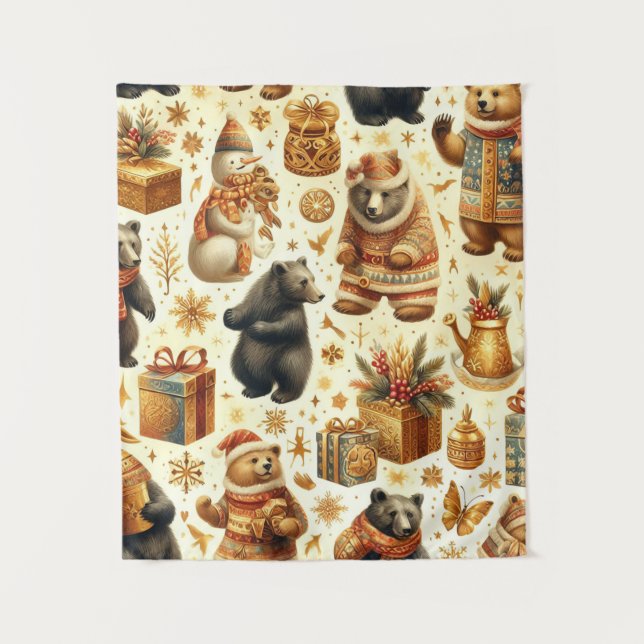 Weihnachtsbär Wandteppich (Vorderseite)