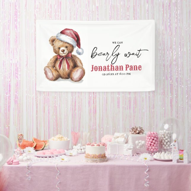 Weihnachtsbär Wasserfarbe Bearly Wait Baby Dusche Banner (Party)