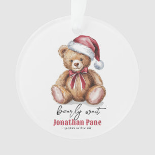 Weihnachtsbär Wasserfarbe Bearly Wait Baby Dusche Ornament