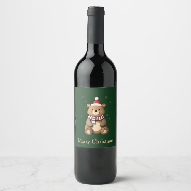 Weihnachtsbär Weinetikett (Vorderseite)