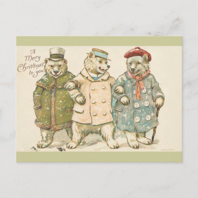 Weihnachtsbären Feiertagspostkarte (Vorderseite)