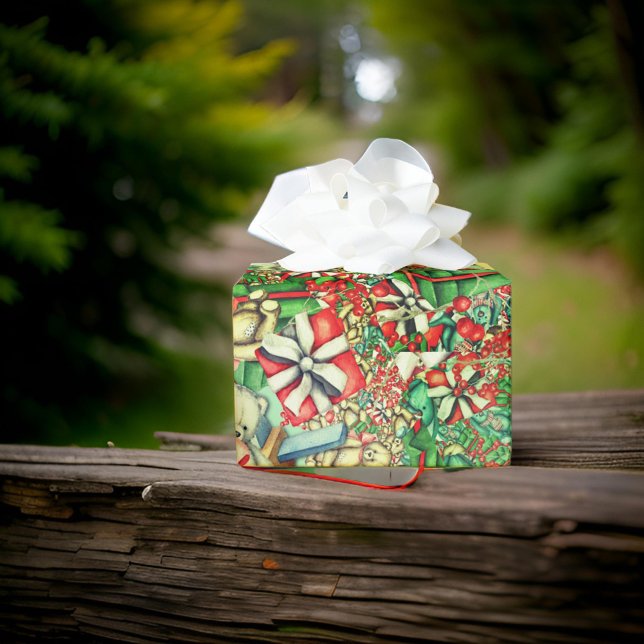 Weihnachtsbären Flugzeug Spielzeug | Schleifpapier Geschenkpapier (Von Creator hochgeladen)