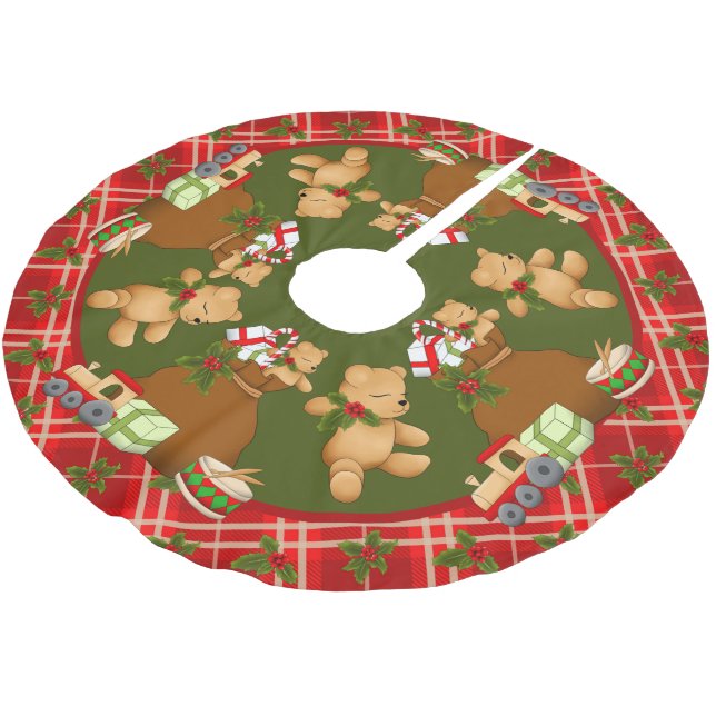 Weihnachtsbären Polyester Weihnachtsbaumdecke (Schrägansicht)