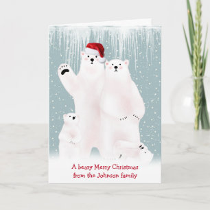 Weihnachtsbärenfamilie in der Schneekarte Karte