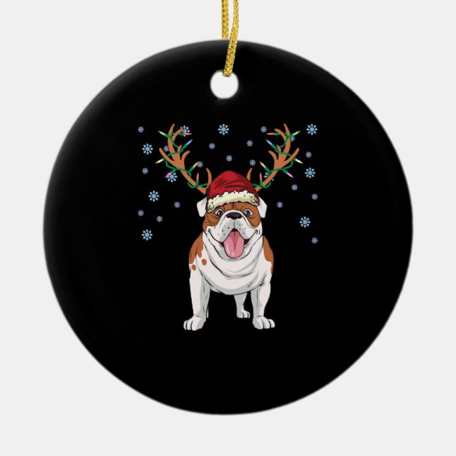 Weihnachtsbärenhund Keramik Ornament (Vorne)