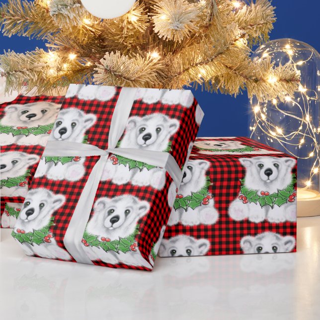 Weihnachtsbärenkuchen, Holly-Beeren-Kranz Geschenkpapier (Feiertage)