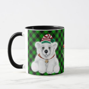 Weihnachtsbärenkuchen klassisch grün kariert tasse
