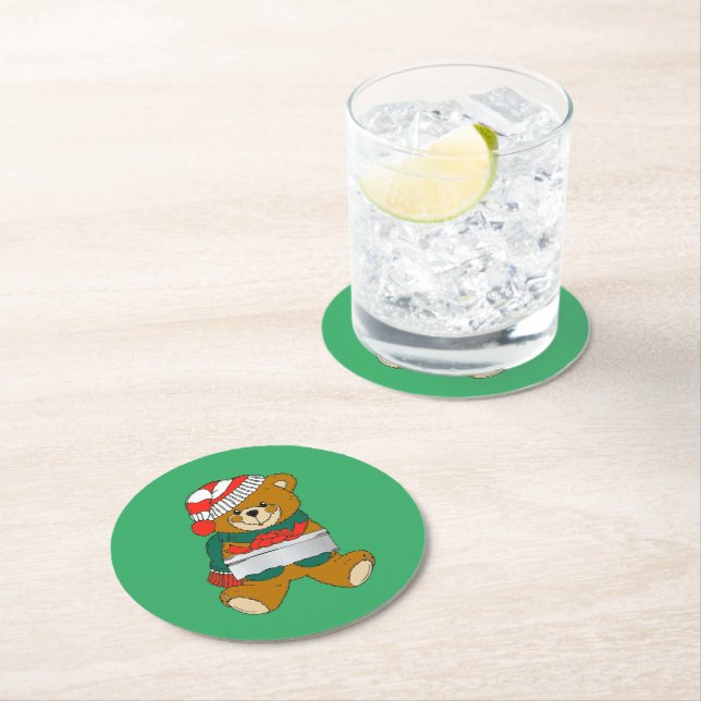 Weihnachtsbärenpapier-Untersetzer Runder Pappuntersetzer (Vor Ort)