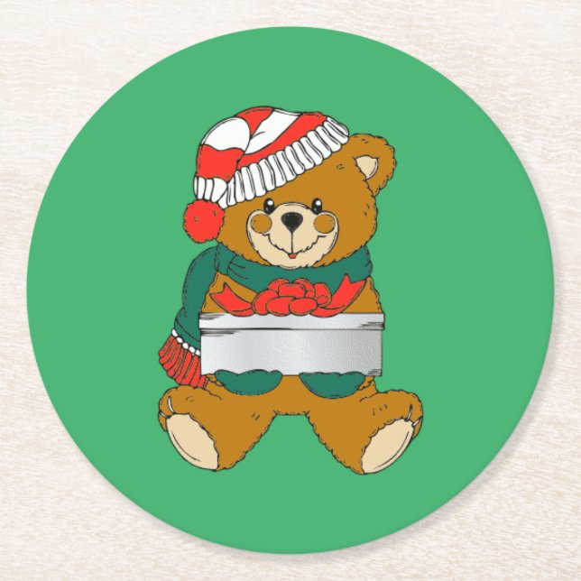 Weihnachtsbärenpapier-Untersetzer Runder Pappuntersetzer (Vorderseite)