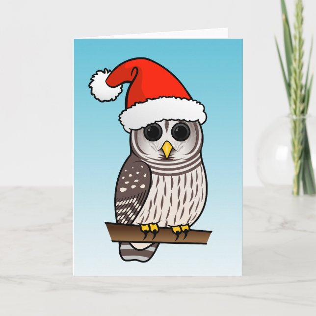 Weihnachtsbarot Owl Santa Feiertagskarte (Vorderseite)