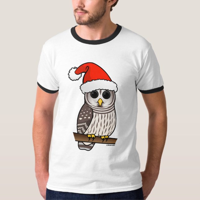 Weihnachtsbarot Owl Santa T-Shirt (Vorderseite)