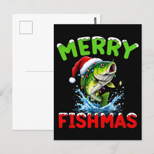 Weihnachtsbarsch Fischen: Festlicher Anglerspass 2 Postkarte