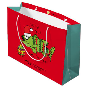 Weihnachtsbarsch Fischen Niedlicher Cartoon Große Geschenktüte
