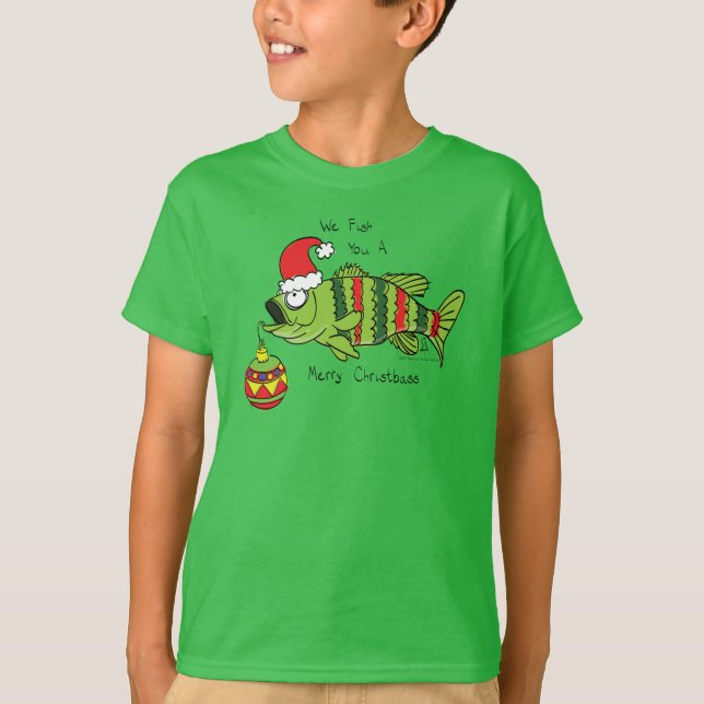 Weihnachtsbarsch Fischen Niedlicher Cartoon T-Shirt (Vorderseite)