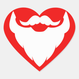 Weihnachtsbart und Schnurrbart des Weihnachtsmanns Herz-Aufkleber