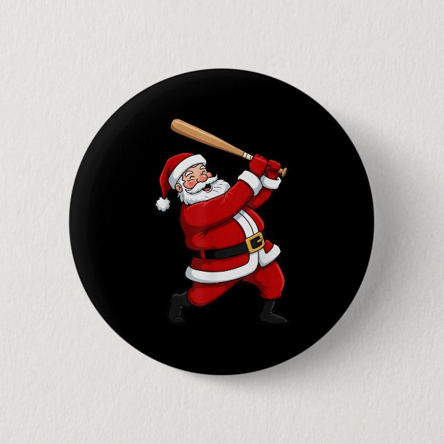 WeihnachtsBaseball Batter Weihnachtsfeier Weihnach Button (Vorderseite)