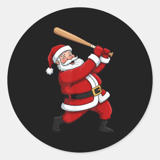 WeihnachtsBaseball Batter Weihnachtsfeier Weihnach Runder Aufkleber (Vorderseite)