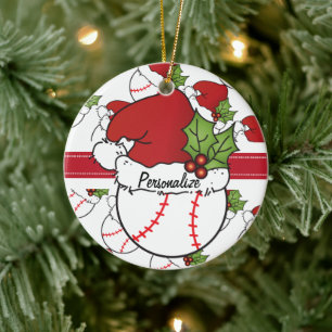 Weihnachtsbaseball personalisieren keramikornament