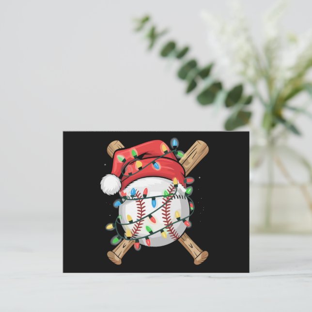 WeihnachtsBaseball-Spieler Feiertagspostkarte (Stehend Vorderseite)