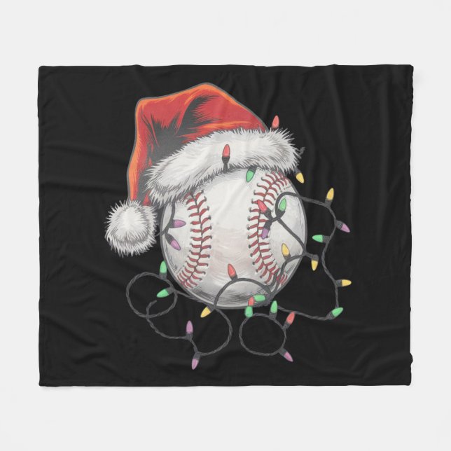 WeihnachtsBaseball-Spieler Fleecedecke (Vorderseite (Horizontal))