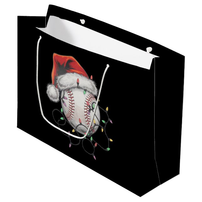WeihnachtsBaseball-Spieler Große Geschenktüte (Vorderseite Schrägansicht)