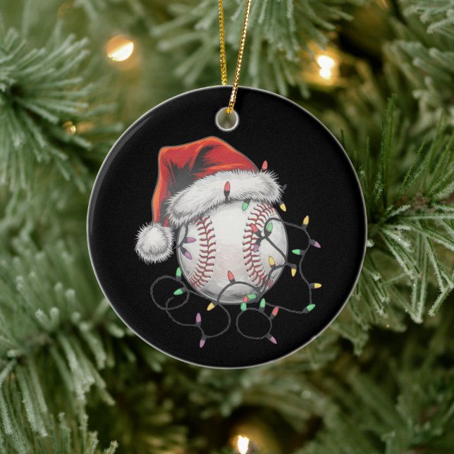 WeihnachtsBaseball-Spieler Keramik Ornament (Baum)