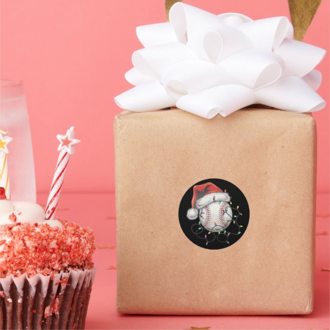 WeihnachtsBaseball-Spieler Runder Aufkleber (Party)