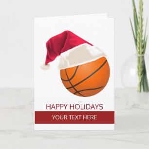Weihnachtsbasketball Ball Santa Hut Grußkarten Feiertagskarte
