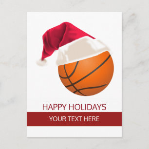 Weihnachtsbasketball Ball Weihnachtsmannmütze Post Feiertagspostkarte