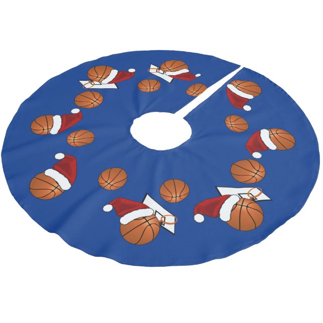 Weihnachtsbasketball Polyester Weihnachtsbaumdecke (Schrägansicht)