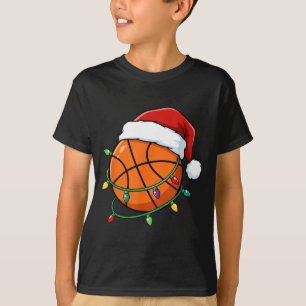 Weihnachtsbasketball Santa Hut Eingewickelt In Lic T-Shirt