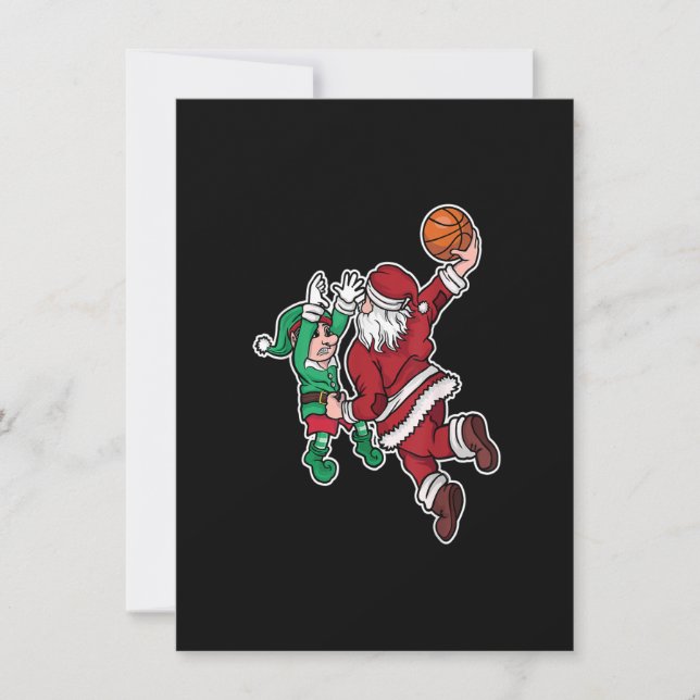 Weihnachtsbasketball-Spieler Santa Claus Dunk Einladung (Vorderseite)